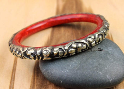 Jewelry,New Items,Gifts,Tibetan Style,Women Default Tibetan Flora Design Red Copal Bracelet JB665
