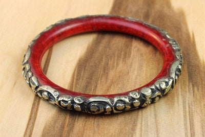 Jewelry,New Items,Gifts,Tibetan Style,Women Default Tibetan Flora Design Red Copal Bracelet JB665