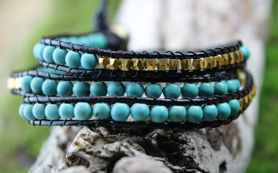 Jewelry,New Items,Gifts,Turquoise Default Tibetan Brass and Turquoise Wrap Bracelet jb145