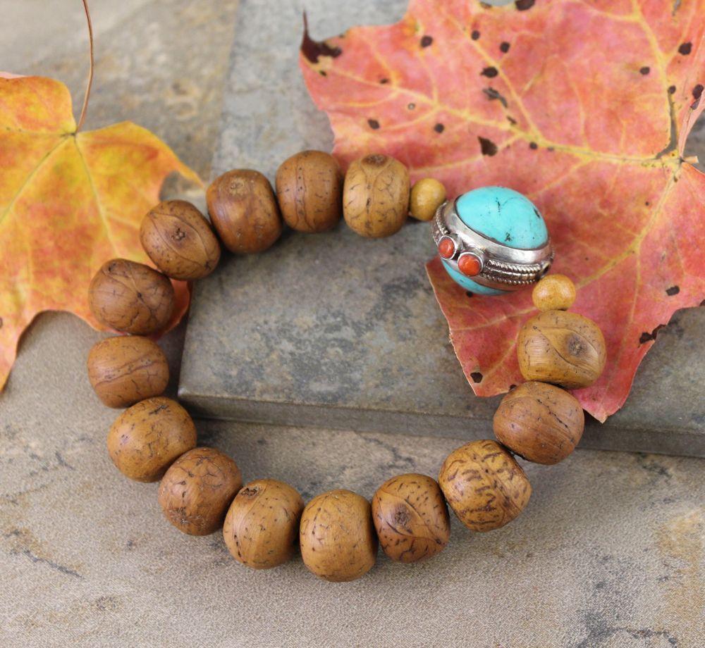 Jewelry,New Items,Mala of the Day Small (fits wrists up to 6 1/2 inches) Vintage Tibetan Turquoise Bead Wrist Mala wm153small