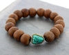 Jewelry,New Items,Men's Jewelry Default Bodhi Seed and Turquoise Stretchy Wrist Mala wm223