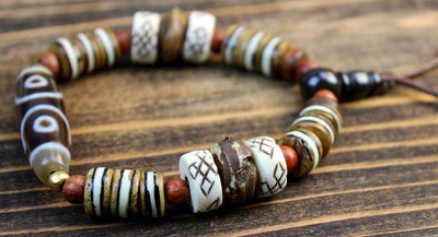 Scddboy Wrap Bracelets For Men - 4 Pack Hemp Cord & Wood Bead Ethnic Tribal Bracelets