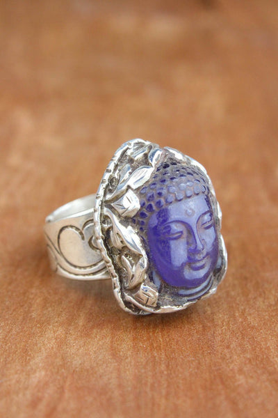 Jewelry,New Items,Men's Jewelry Default Solid Silver Amethyst Adjustable Buddha Rings jr070