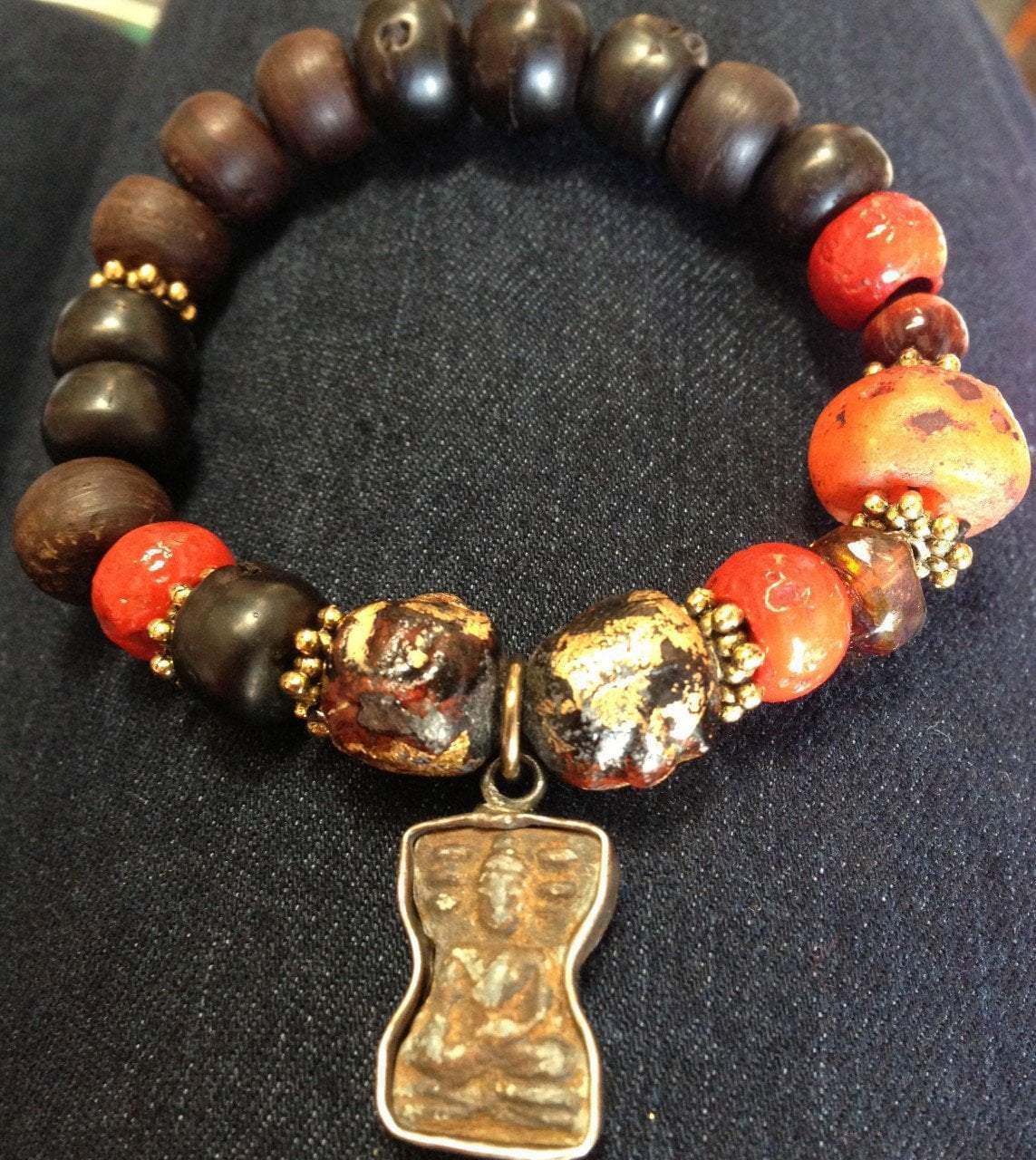 Jewelry,New Items,Men's Jewelry Default Vintage-style Thai Amulet and Bodhi Seed Bracelet wm226