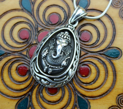Jewelry,New Items,Men's Jewelry,Deities Default Solid Sterling Silver Ganesh Pendant jp474