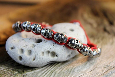 Jewelry,New Items,Men's Jewelry Red Silver Skull Passion Bracelet jb540-Red