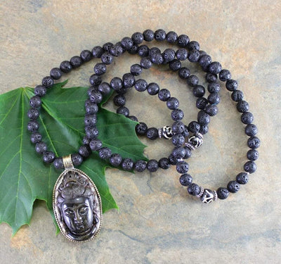 Jewelry,New Items,Mother's Day Default Tibetan Buddha Necklace Vintage Pendant and Lava jn247