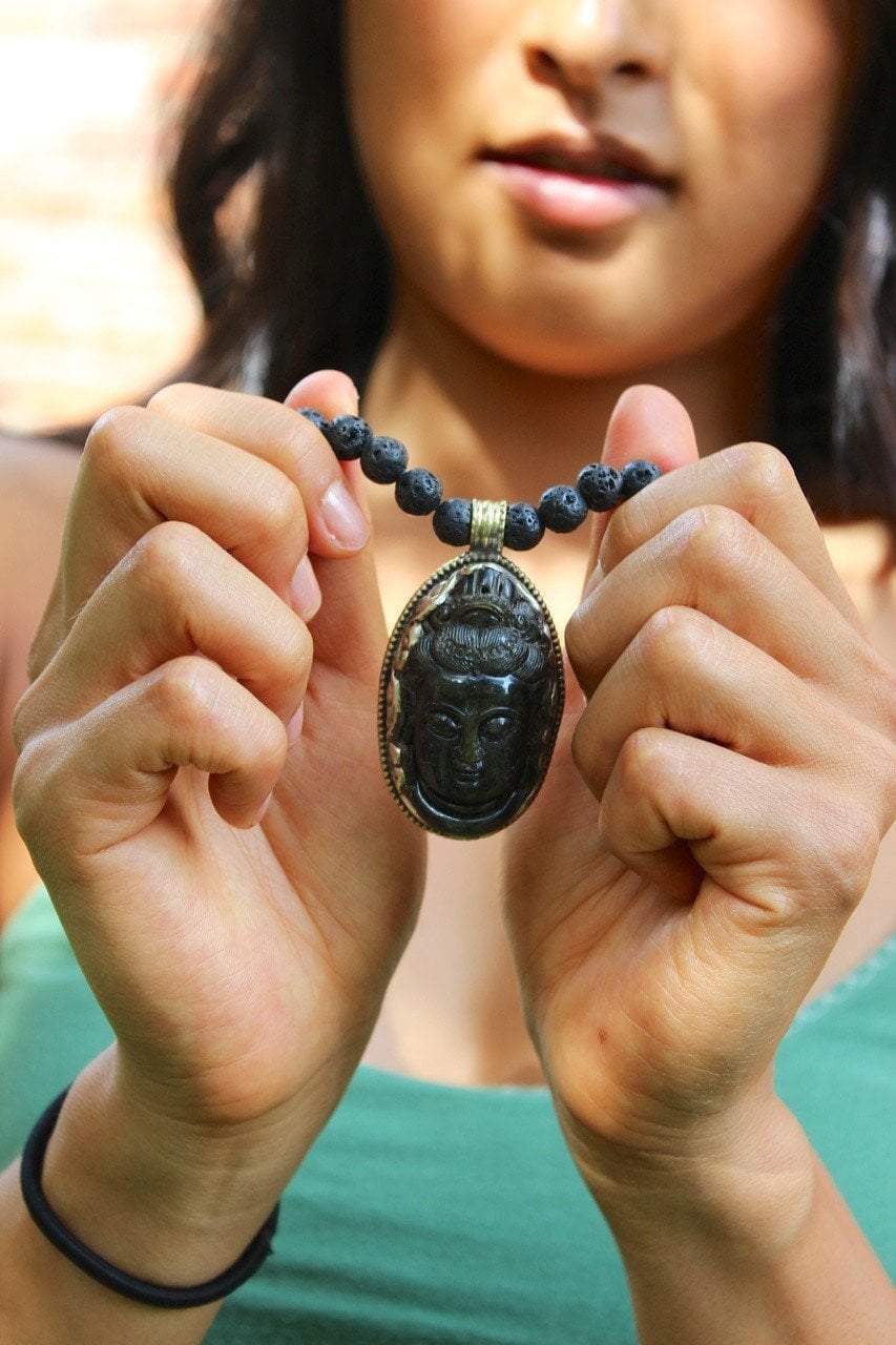 Jewelry,New Items,Mother's Day Default Tibetan Buddha Necklace Vintage Pendant and Lava jn247