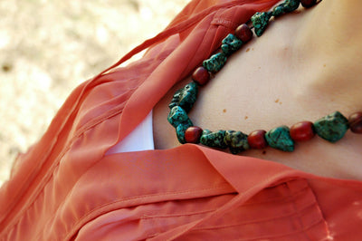 Jewelry,New Items,Mother's Day,Tibetan Style,Turquoise Default Turquoise and Sherpa Coral Tibetan Necklace jn208