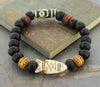 Jewelry,New Items,Om,Mother's Day,Men's Jewelry Default Bodhi seed and Fish Wrist Mala wm214