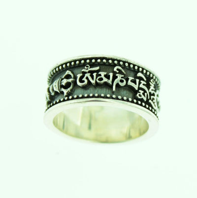 Jewelry,New Items,Om,Tibetan Style,Men's Jewelry 3 Compassion Sterling Silver Banded Ring JR086-3