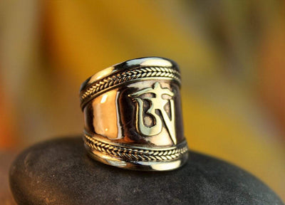 Jewelry,New Items,Om,Under 35 Dollars,Men's Jewelry Default Adjustable Copper and Brass Om Mani Ring jr188