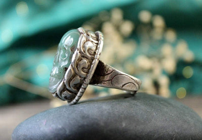 Jewelry,New Items,Skulls,Men's Jewelry Default Jade Skull Ring jr164