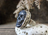Jewelry,New Items,Skulls,Men's Jewelry Default Sterling Silver and Obsidian Skull Ring jr166