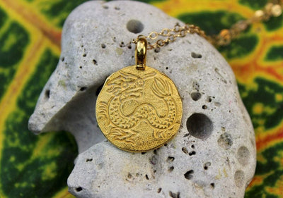 Jewelry,New Items,The Gold Collection Default Gold Vermeil Dragon Pendant jp564