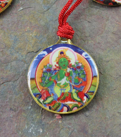 Jewelry,New Items,Tibetan Style Default Green Tara Brass Enamel Pendant jp210