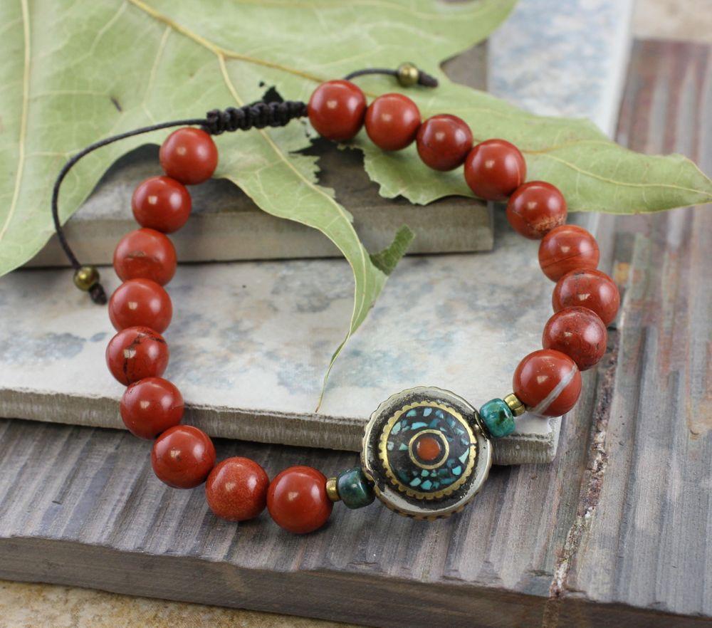 Jewelry,New Items,Tibetan Style Default Vintage Bead Red Jasper Mala wm0126
