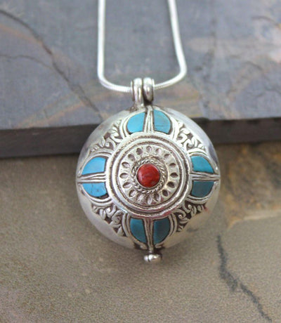 Jewelry,New Items,Tibetan Style Double Dorje Sterling Silver Tibetan Gau Charm ga035