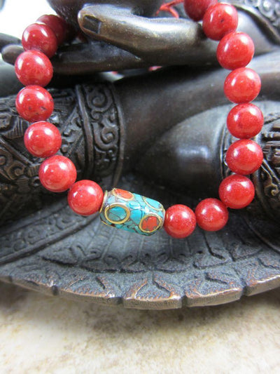 Jewelry,New Items,Tibetan Style,Mother's Day Default Red Mountain Jade Adjustable Wrist Mala wm075