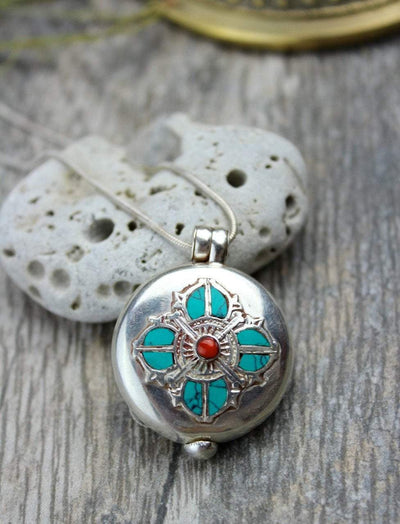Jewelry,New Items,Tibetan Style Turquoise and Coral Dorje Gau ga068