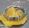 Jewelry,New Items,Turquoise Default Solid Silver Turquoise and Coral Bracelet jb094