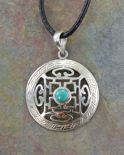 Jewelry,New Items,Turquoise Default Sterling Silver Mandala Turquoise Pendant jp270