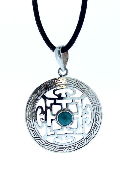 Jewelry,New Items,Turquoise Default Sterling Silver Mandala Turquoise Pendant jp270