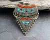 Jewelry,New Items,Turquoise Default Traditional Coral and Turquoise Tibetan Pendant jp416