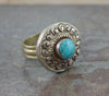 Jewelry,New Items,Under 35 Dollars Default Vintage-style Turquoise and Brass Adjustable Ring jr037