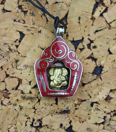 Jewelry,New Items,Under 35 Dollars,Deities Default Coral Ganesh Altar Pendant jp435