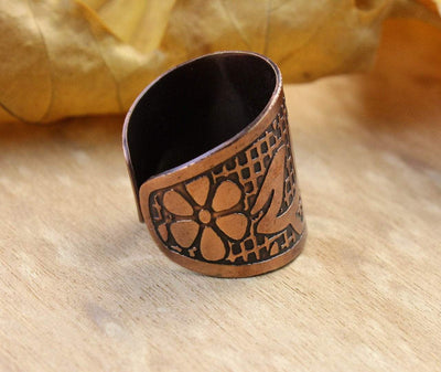 Jewelry,New Items,Under 35 Dollars,Men's Jewelry Default Adjustable Recycled Copper Lotus Ring jr072