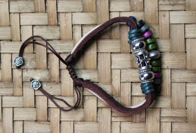 Jewelry,New Items,Under 35 Dollars,Men's Jewelry Default Leather and Dyed Wood Bracelet jb419