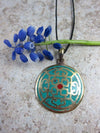 Jewelry,New Items,Under 35 Dollars,Tibetan Style,Turquoise Default Tibetan Turquoise and Coral Mandala Pendant jp185