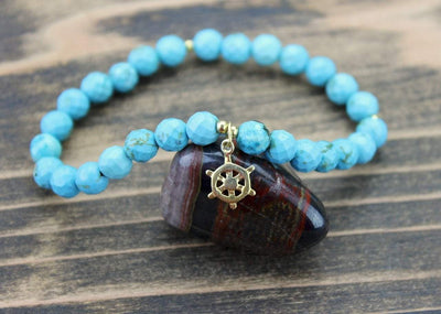Jewelry,New Items,Under 35 Dollars,Turquoise Default Faceted Turquoise Dharma Wheel Wrist Mala wm317
