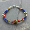 Jewelry,New Items,Under 35 Dollars,Turquoise Default Tibetan Beaded Bracelet Lapis with Turquoise Focal Bead jb074