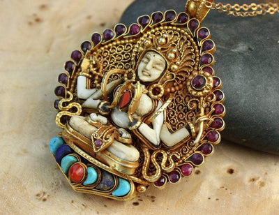 Jewelry,One of a Kind,New Items,Deities Default Golden Chenrezig Pendant jp577
