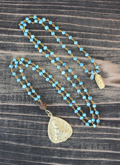 Jewelry,One of a Kind,New Items,Gifts,Buddha,Mother's Day,Deities,The Gold Collection Default Gold and Turquoise Buddha Necklace jn446