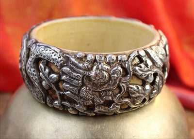 Jewelry,One of a Kind,New Items,Tibetan Style,Men's Jewelry,Men,Women Default Large Tibetan Bone Dragon Bracelet JB632