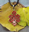 Jewelry,Tibetan Style Default Brass Tibetan Coral Eternal Knot Pendant jp250
