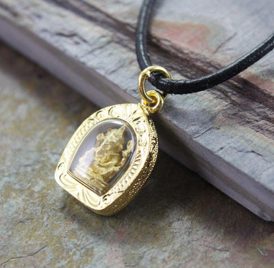 Jewelry,Under 35 Dollars,Deities,The Gold Collection Thai Gold Ganesh Amulet jpthai083