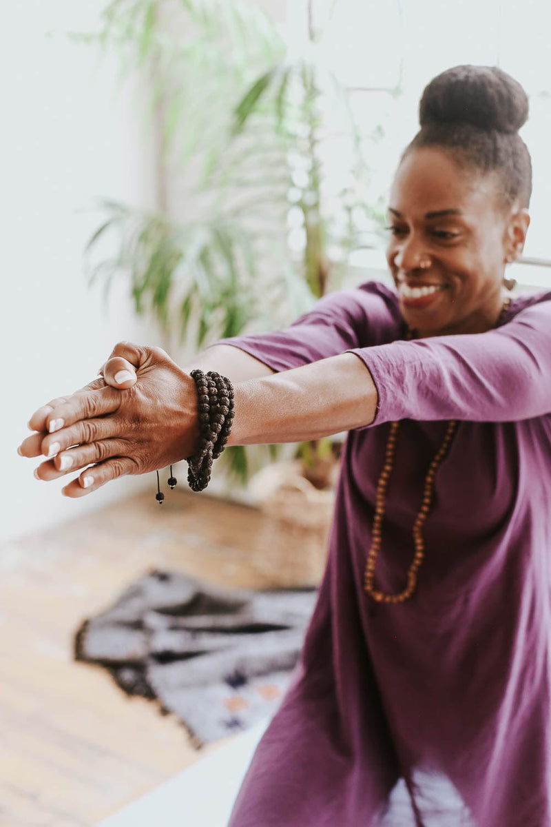 Mala Beads Aged Dark Rudraksha Mala & Bracelet Set