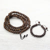 Mala Beads Aged Dark Rudraksha Mala & Bracelet Set