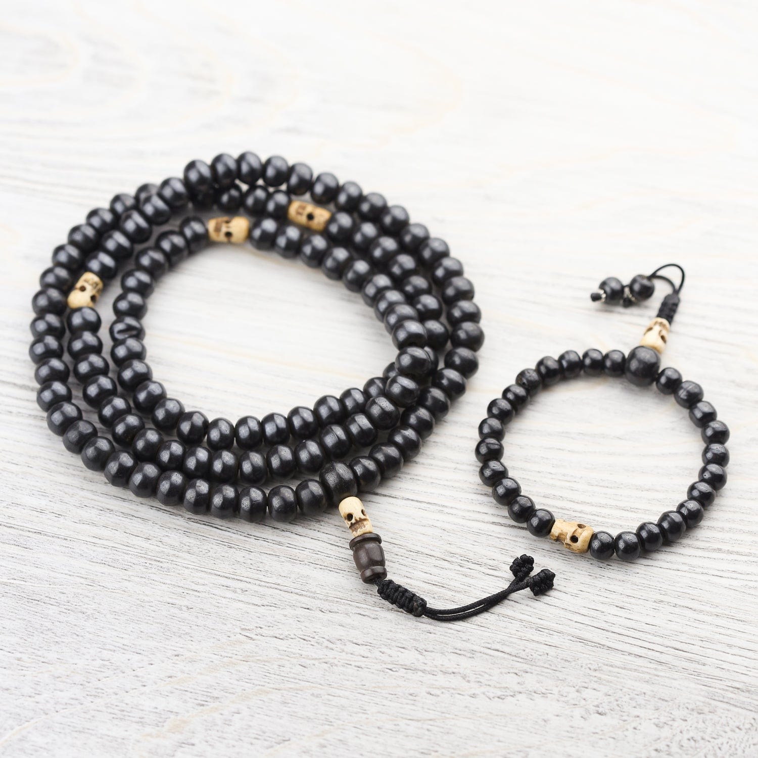 Mala Beads Bone and Skull Impermanence Mala & Bracelet Set