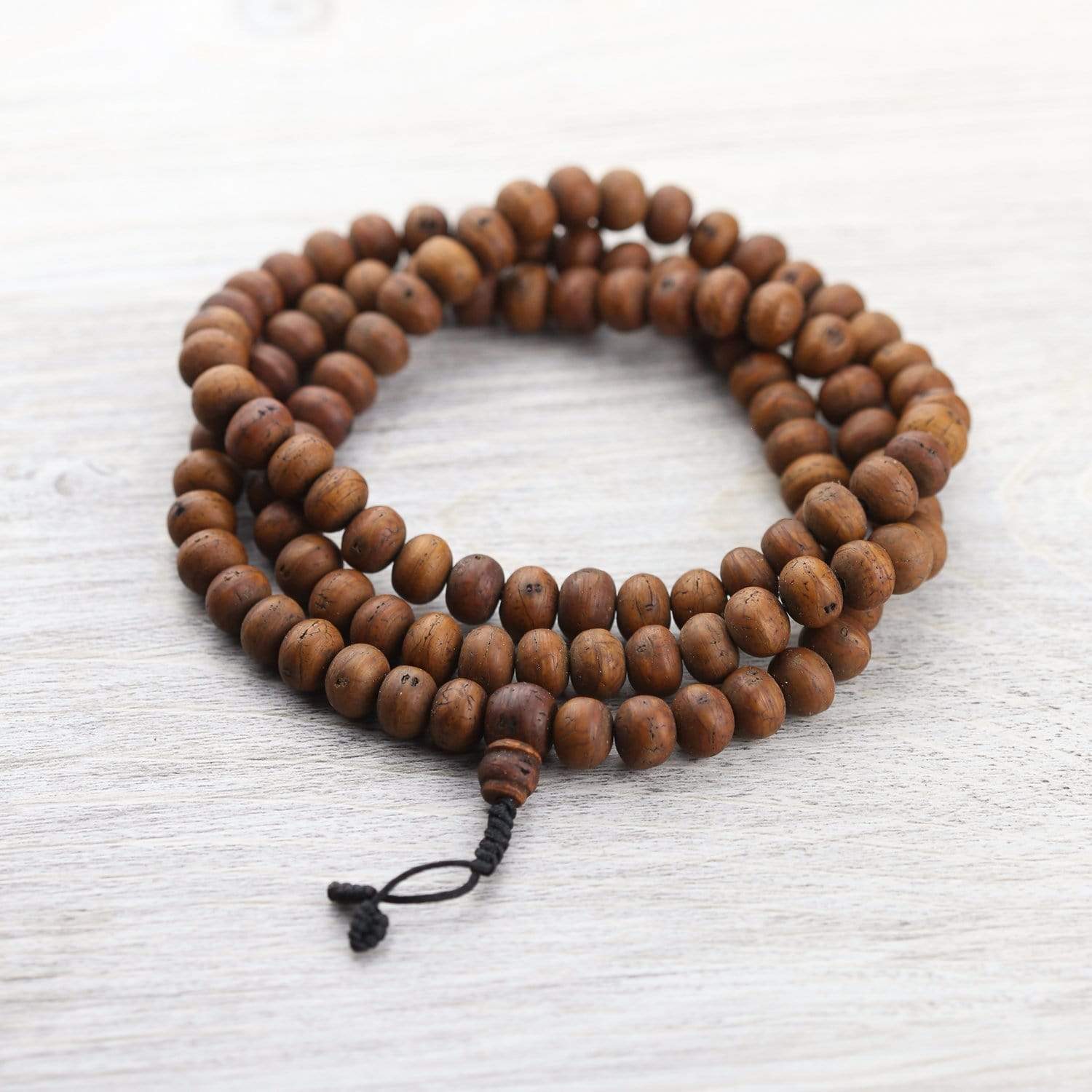 3 Piece Set Handmade Thai Wooden Mala Bead Elastic Bracelets