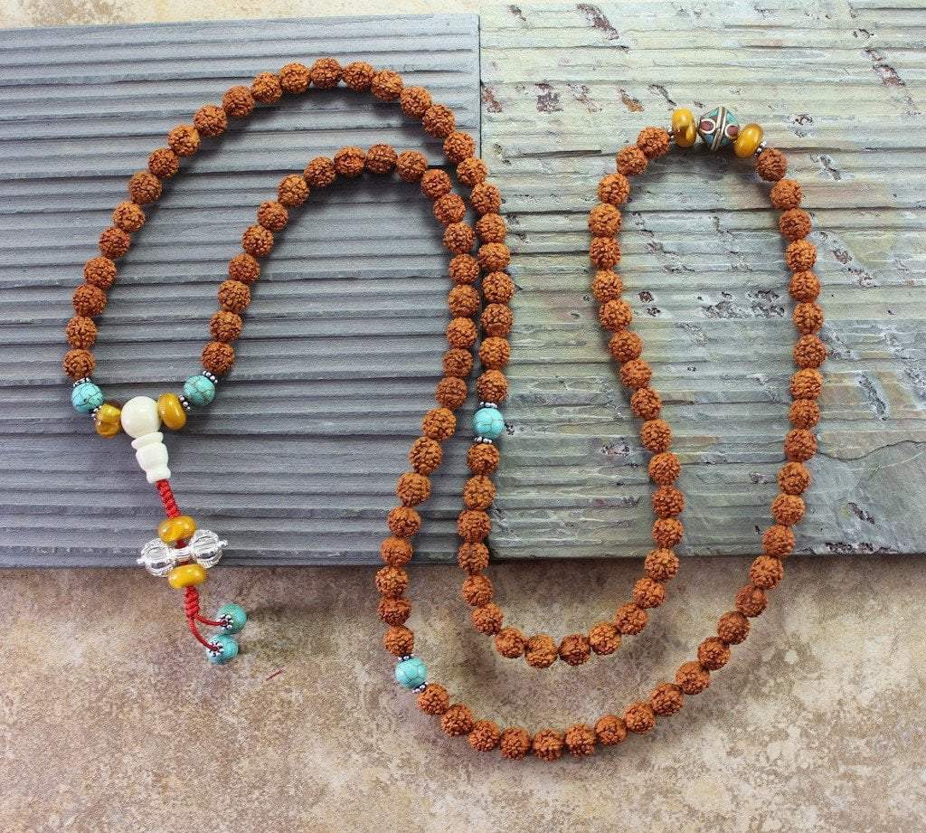 Mala Beads Default 108 Bead Rudraksha and Vintage Beads Mala ml157