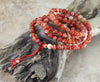 Mala Beads Default 108 Bead Striped Red Agate Tibetan Mala ml194