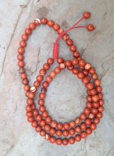 Mala Beads Default Red Jasper 108 Bead Mala with Adjustable Knot ml093