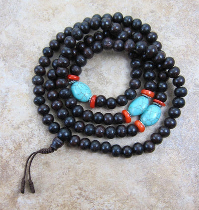 Mala Beads Default Rosewood with Turquoise and Coral Mala ml089