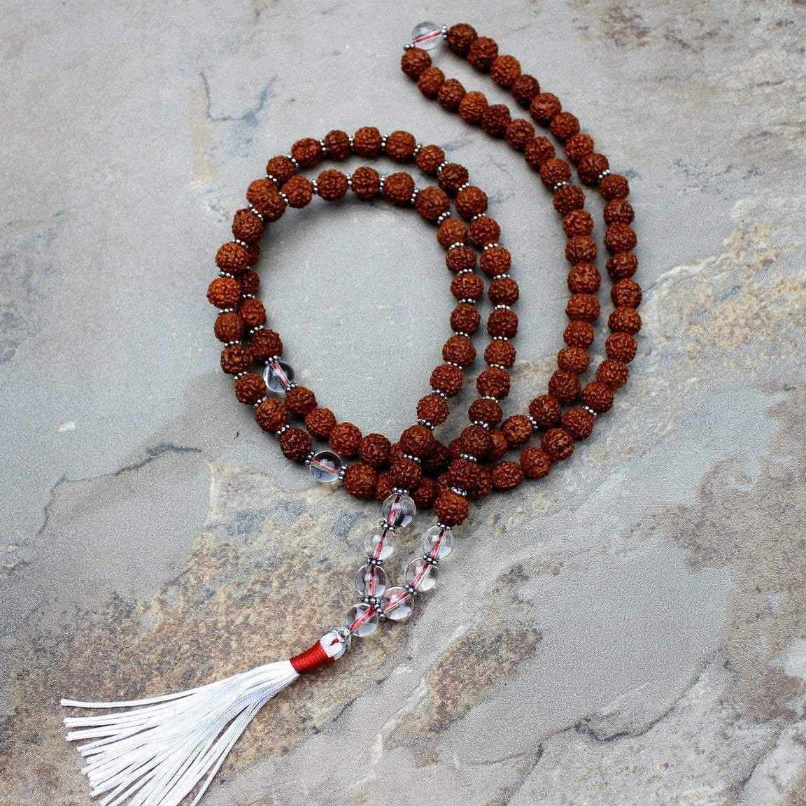 Rudraksha and Crystal Bead Mala DharmaShop