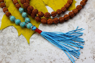 Mala Beads Default Rudraksha and Turquoise Bead Mala ml204